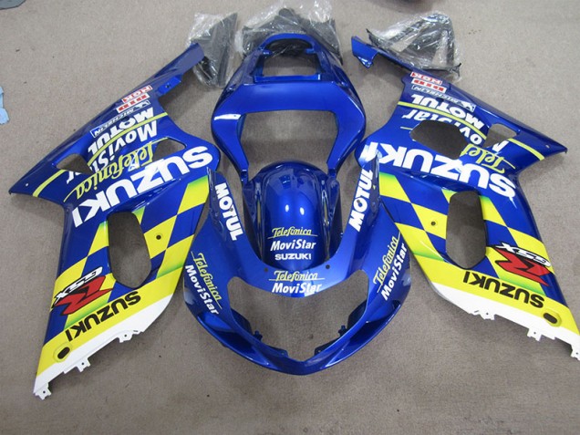 Blau Gelb Telefonia Movistar Suzuki GSXR 600 K1 K2 K3 2001-2003 Motorrad Verkleidungen