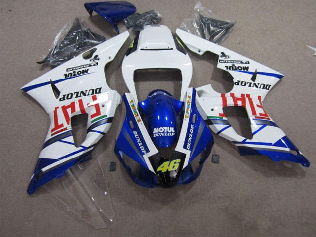 Blau Weiß Motul Dunlop 46 Yamaha R1 1998-1999 Motorrad Verkleidungen