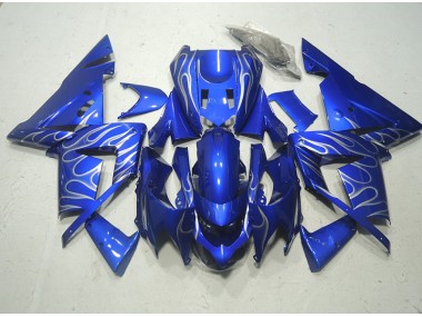 Blau Weiße Flamme Kawasaki ZX10R 2003-2005 Motorrad Verkleidungen