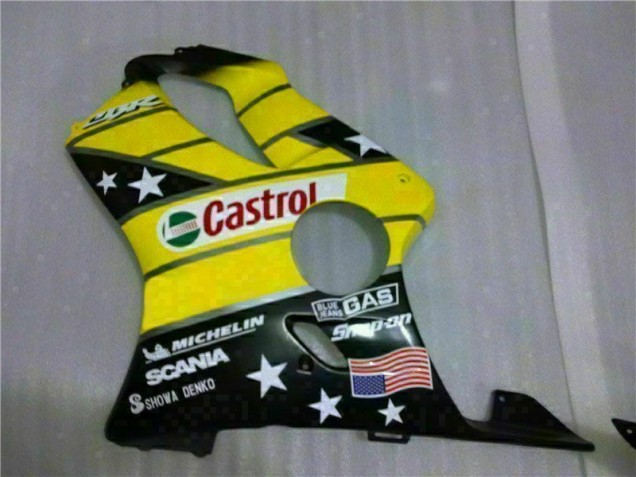 Gelb Schwarz Castrol Cycle World Honda CBR 600 F4i 2001-2003 Motorrad Verkleidungen