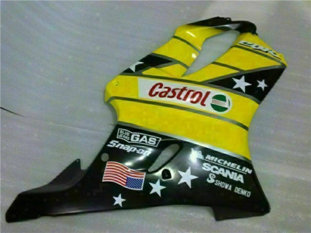 Gelb Schwarz Castrol Cycle World Honda CBR 600 F4i 2001-2003 Motorrad Verkleidungen