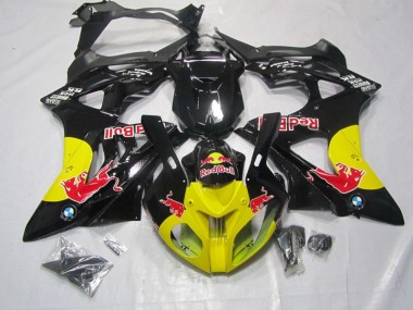 Gelb Schwarz Red Bull BMW S1000RR 2009-2014 Motorrad Verkleidungen