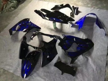 Glänzend Schwarz Blau Flamme Kawasaki ZX9R 2000-2001 Motorrad Verkleidungen