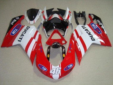 Rot Weiß 46 Ducati 848 1098 1198 2007-2014 Motorrad Verkleidungen