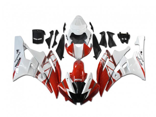 Rot Weiß Yamaha R6 2006-2007 Motorrad Verkleidungen Komplett Sets