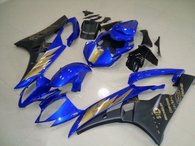 Schwarz Blau mit Gold Aufkleber Yamaha R6 2006-2007 Motorrad Verkleidung