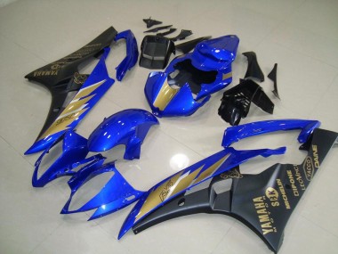 Schwarz Blau mit Gold Aufkleber Yamaha R6 2006-2007 Motorrad Verkleidungen