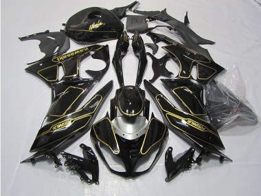 Schwarz Gold Kawasaki ZX6R 2009-2012 Motorrad Verkleidungen