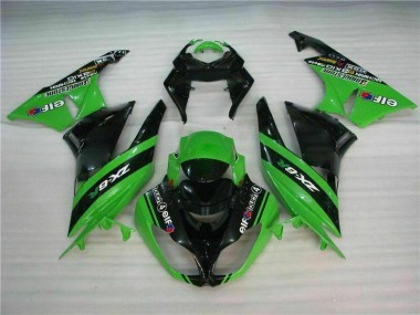 Schwarz Grün Kawasaki ZX6R 2009-2012 Motorrad Verkleidungen Komplett Sets