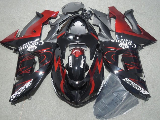 Schwarz Rot Corona Extra Kawasaki ZX10R 2006-2007 Motorrad Verkleidungen