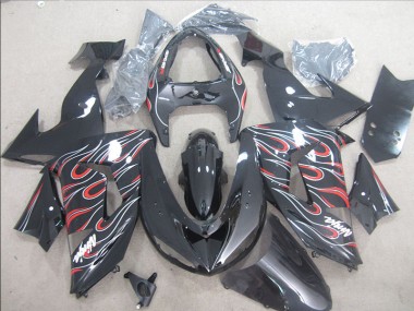 Schwarz Rot Weiß Flamme Ninja Kawasaki ZX10R 2006-2007 Motorrad Verkleidungen