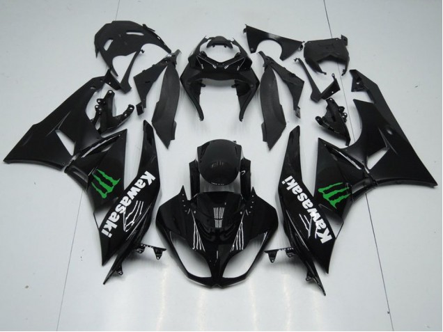 Schwarz mit Monster Kawasaki ZX6R 2009-2012 Motorrad Verkleidungen