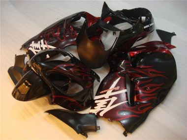 Schwarz rote Flamme Suzuki GSXR 1300 Hayabusa 1996-2007 Motorrad Verkleidung