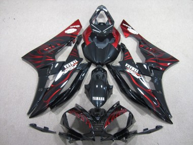 Schwarz rote Flamme Yamaha R6 2006-2007 Motorrad Verkleidung