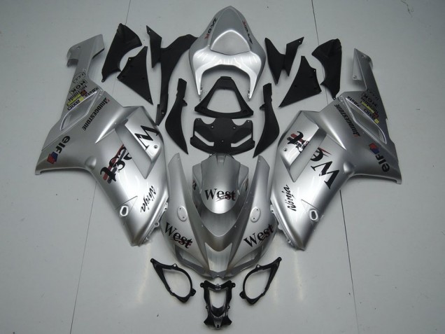 Silber West Kawasaki ZX6R 2007-2008 Motorrad Verkleidungen