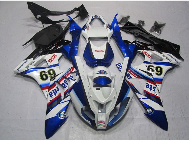 Weiß Blau Sterilgarda 69 BMW S1000RR 2009-2014 Motorrad Verkleidungen