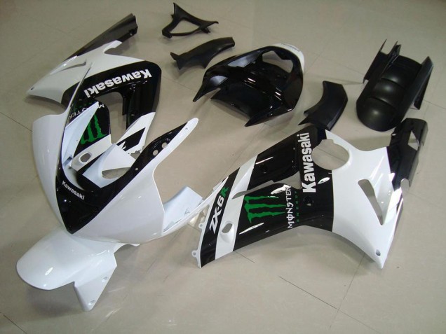 Weiß Monster Kawasaki ZX6R 2003-2004 Motorrad Verkleidung